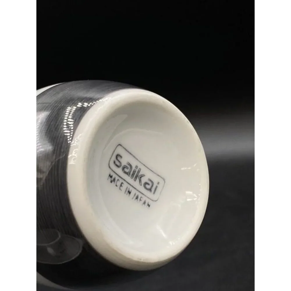 Saikai Japanese 4.5” Sake Bottle White & Gray